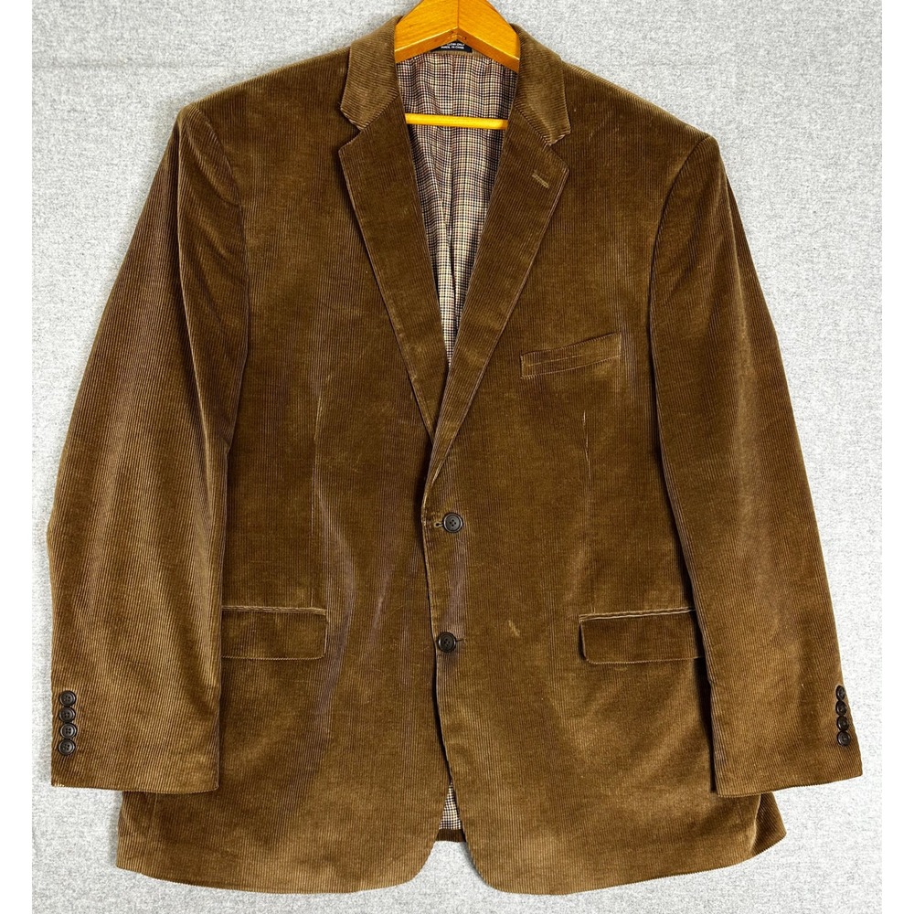 Saddlebred Corduroy Blazer Mens 46R Brown Cotton Two Button Sport Coat